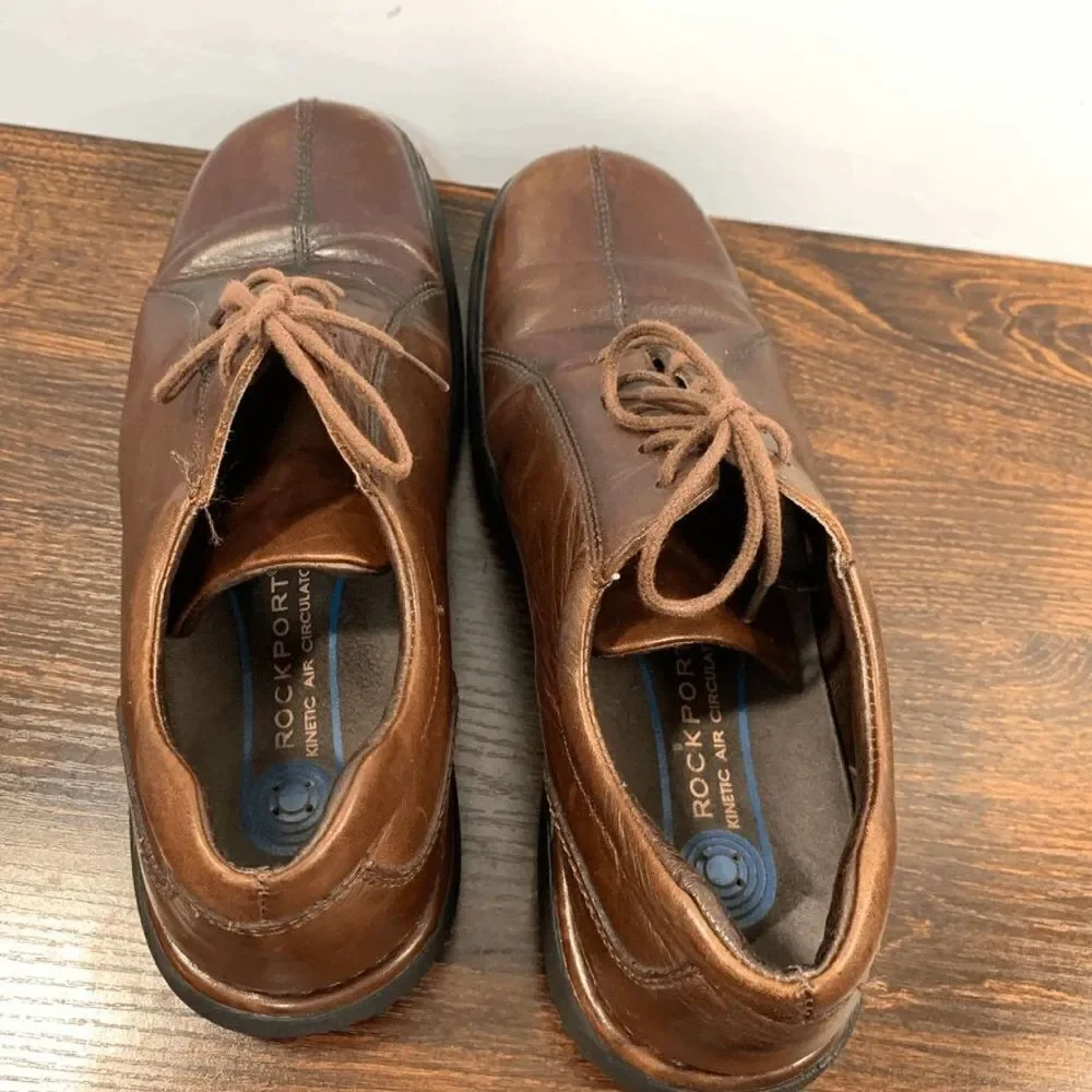 Rockport Leather Upper Lace Up Closed Toe Oxford Shoes Chestnut Brown Size 9M